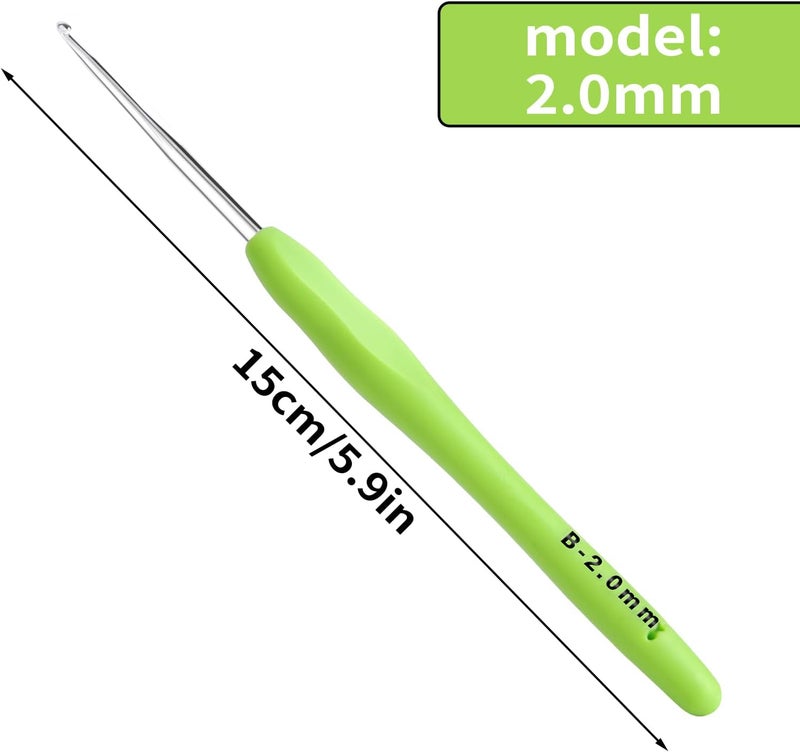 Gerute 2mm Crochet Hook, Ergonomic Crochet Hooks with Soft Rubber Handle and Smooth Glide Head - Lightweight Aluminum Needles for Beginners, Arthritis, Yarn Projects, Long Crafting Sessions (2.0 mm) - Image 2